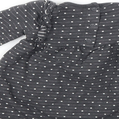 George Girls Grey Polka Dot  T-Shirt Dress  Size 6-9 Months  - zebra