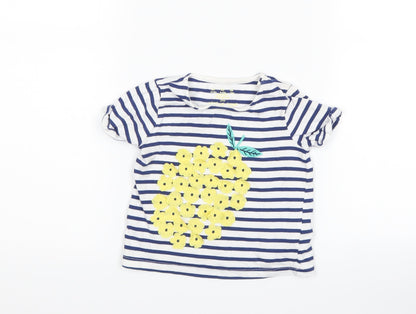 F&F Girls Blue Striped  Basic T-Shirt Size 9-12 Months  - pineapple