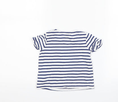 F&F Girls Blue Striped  Basic T-Shirt Size 9-12 Months  - pineapple