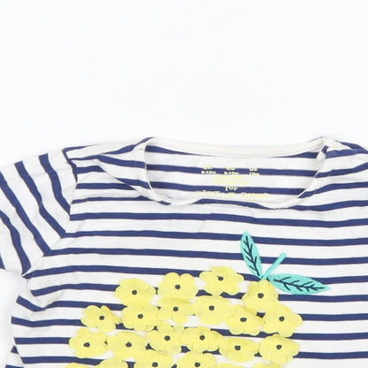 F&F Girls Blue Striped  Basic T-Shirt Size 9-12 Months  - pineapple