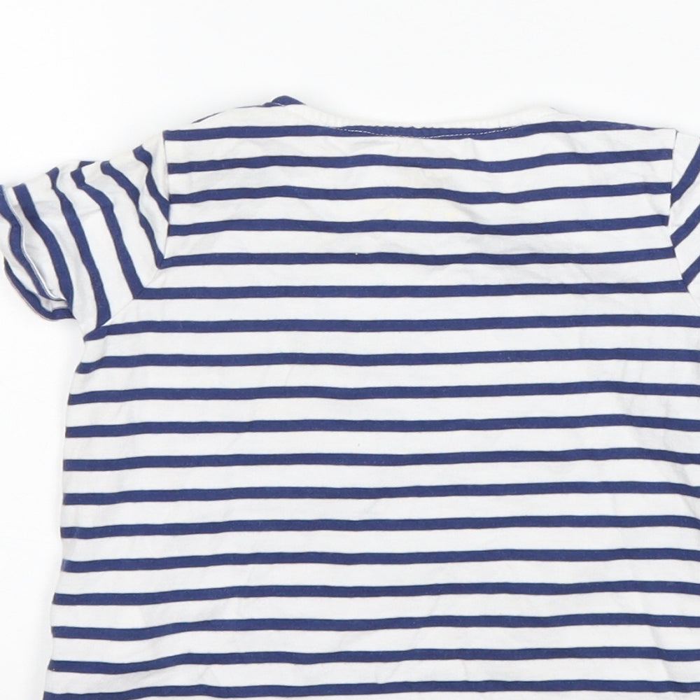 F&F Girls Blue Striped  Basic T-Shirt Size 9-12 Months  - pineapple