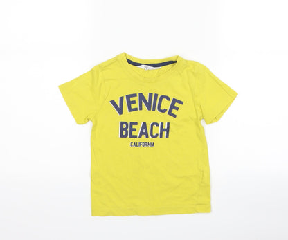 H&M Boys Yellow   Basic T-Shirt Size 3-4 Years  - Venice beach