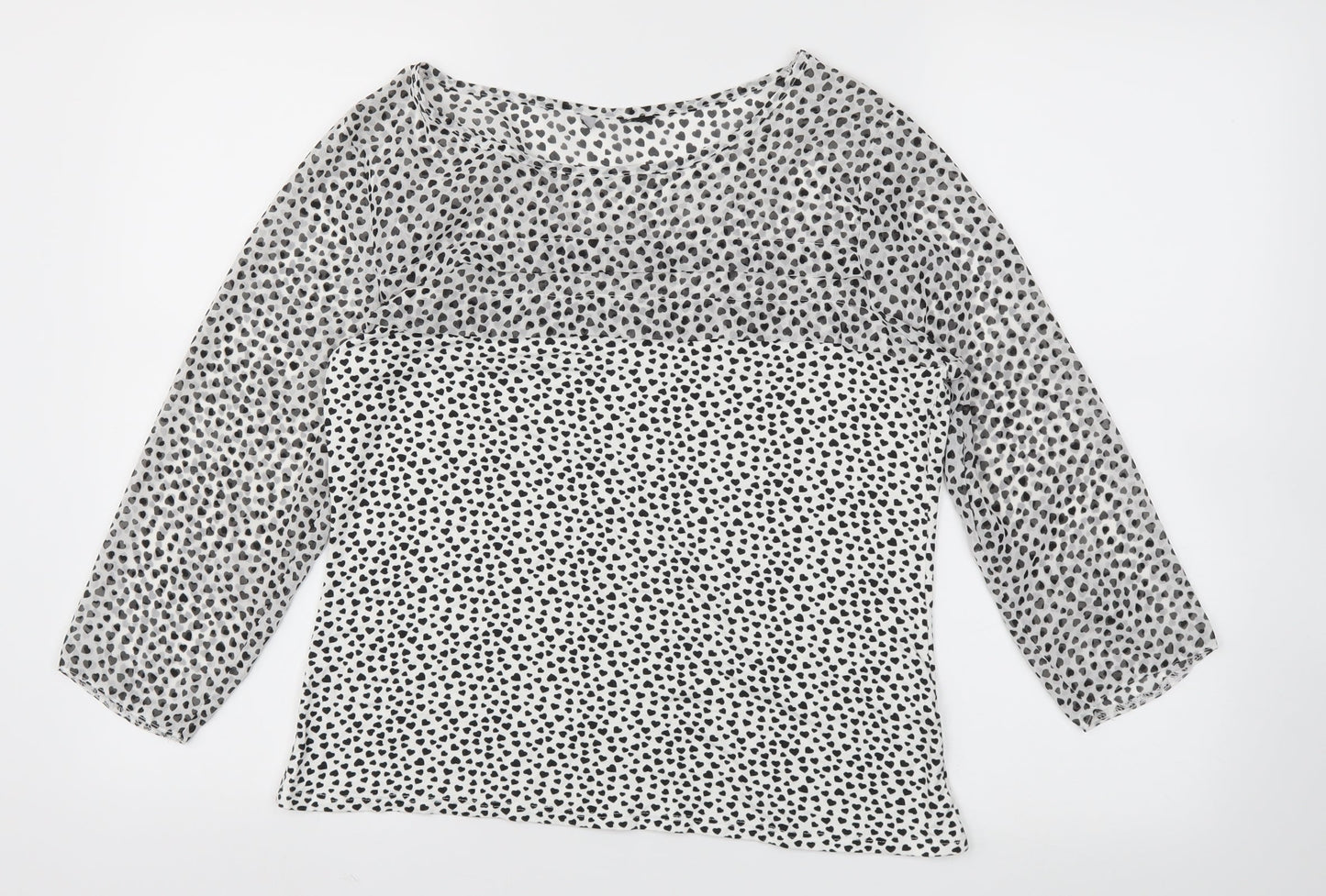 Preworn Womens White Polka Dot  Basic T-Shirt Size 14