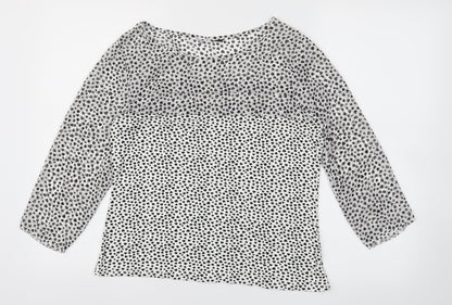 Preworn Womens White Polka Dot  Basic T-Shirt Size 14