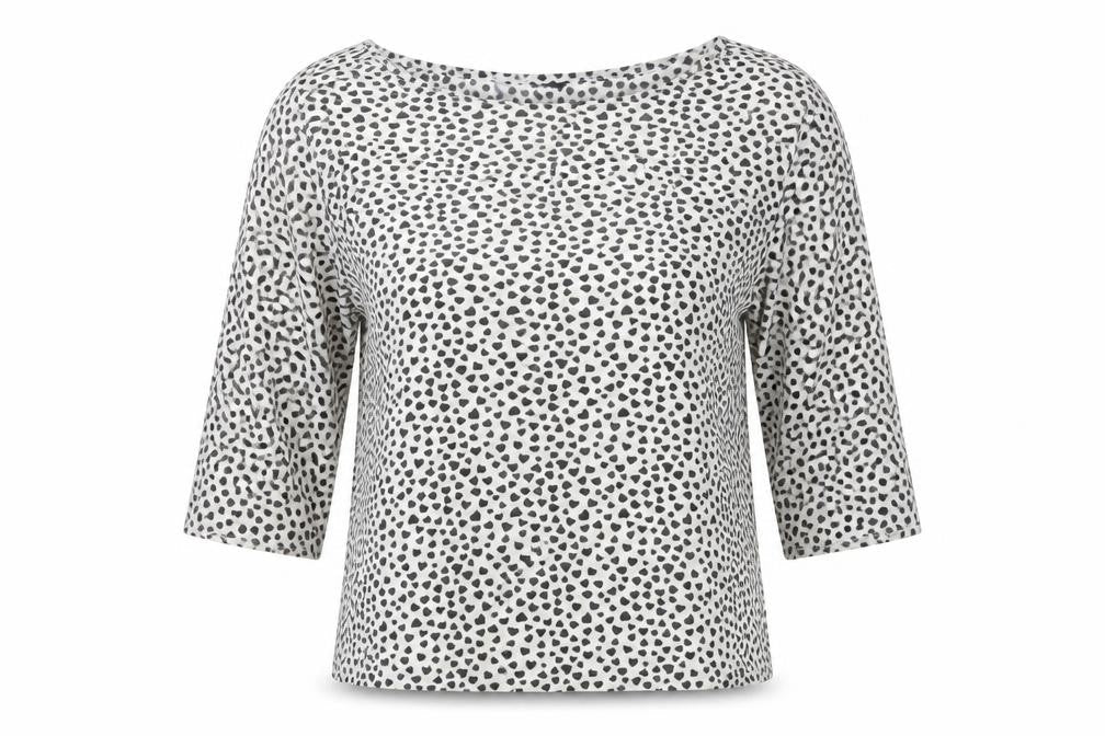 Preworn Womens White Polka Dot  Basic T-Shirt Size 14