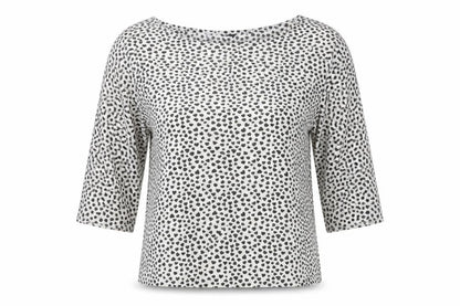 Preworn Womens White Polka Dot  Basic T-Shirt Size 14