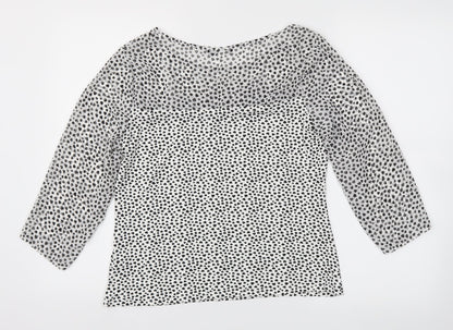 Preworn Womens White Polka Dot  Basic T-Shirt Size 14