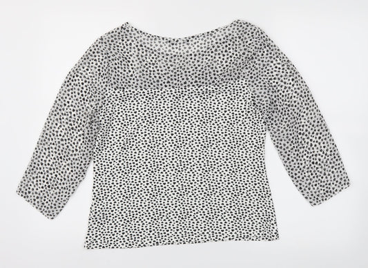 Preworn Womens White Polka Dot  Basic T-Shirt Size 14