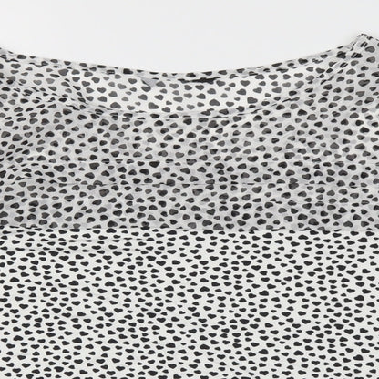 Preworn Womens White Polka Dot  Basic T-Shirt Size 14