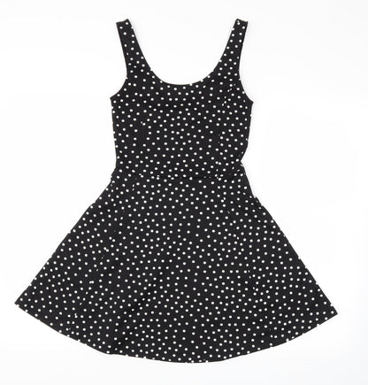 H&M Womens Black Polka Dot  Fit & Flare  Size 4