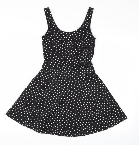 H&M Womens Black Polka Dot  Fit & Flare  Size 4