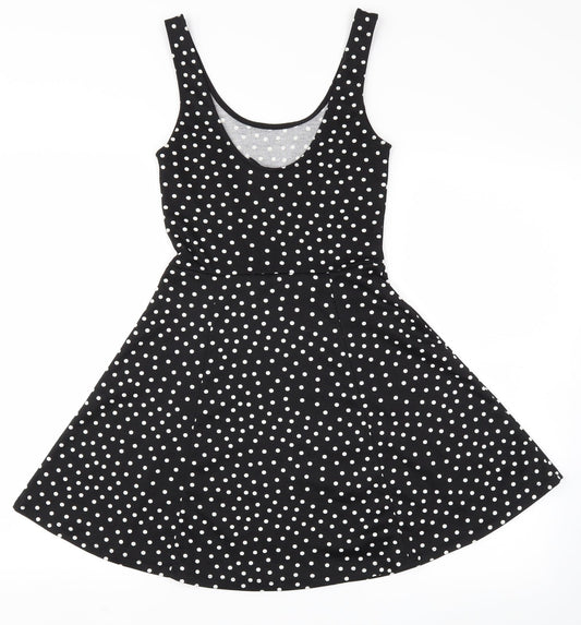 H&M Womens Black Polka Dot  Fit & Flare  Size 4