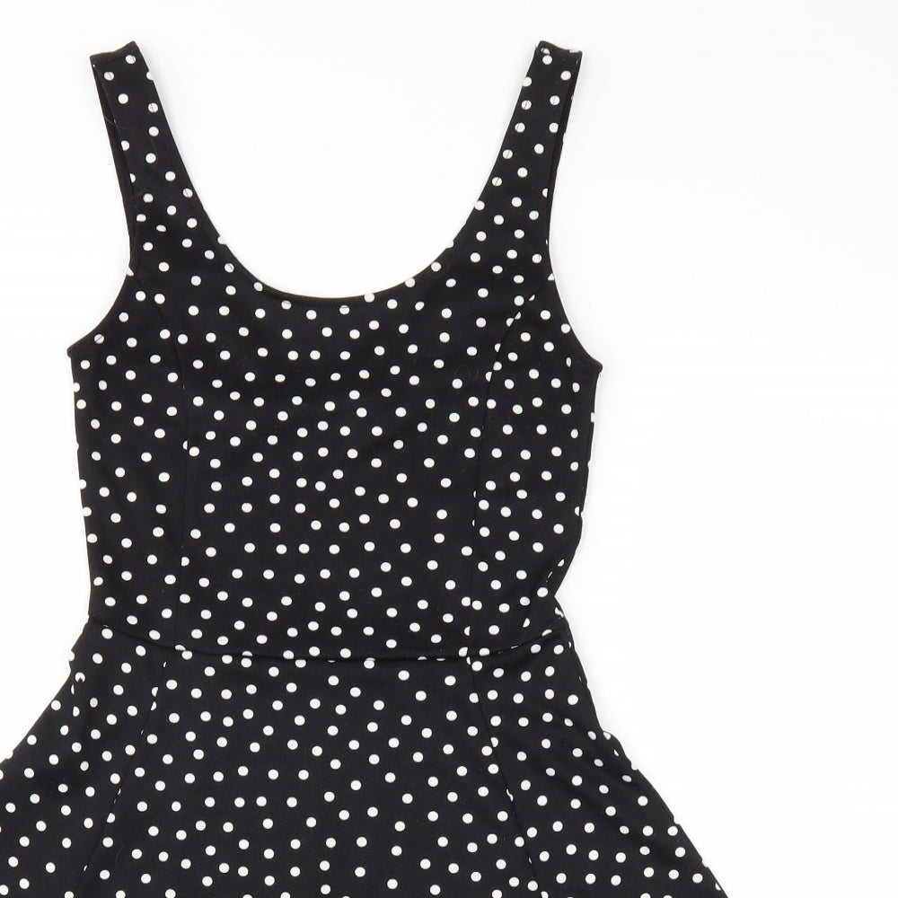 H&M Womens Black Polka Dot  Fit & Flare  Size 4