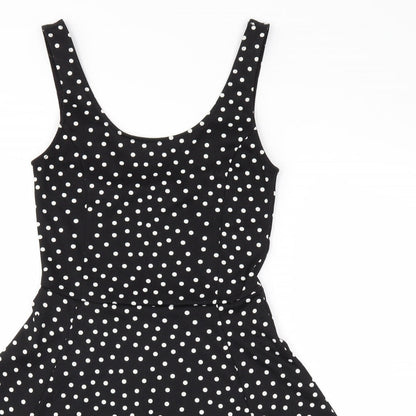 H&M Womens Black Polka Dot  Fit & Flare  Size 4