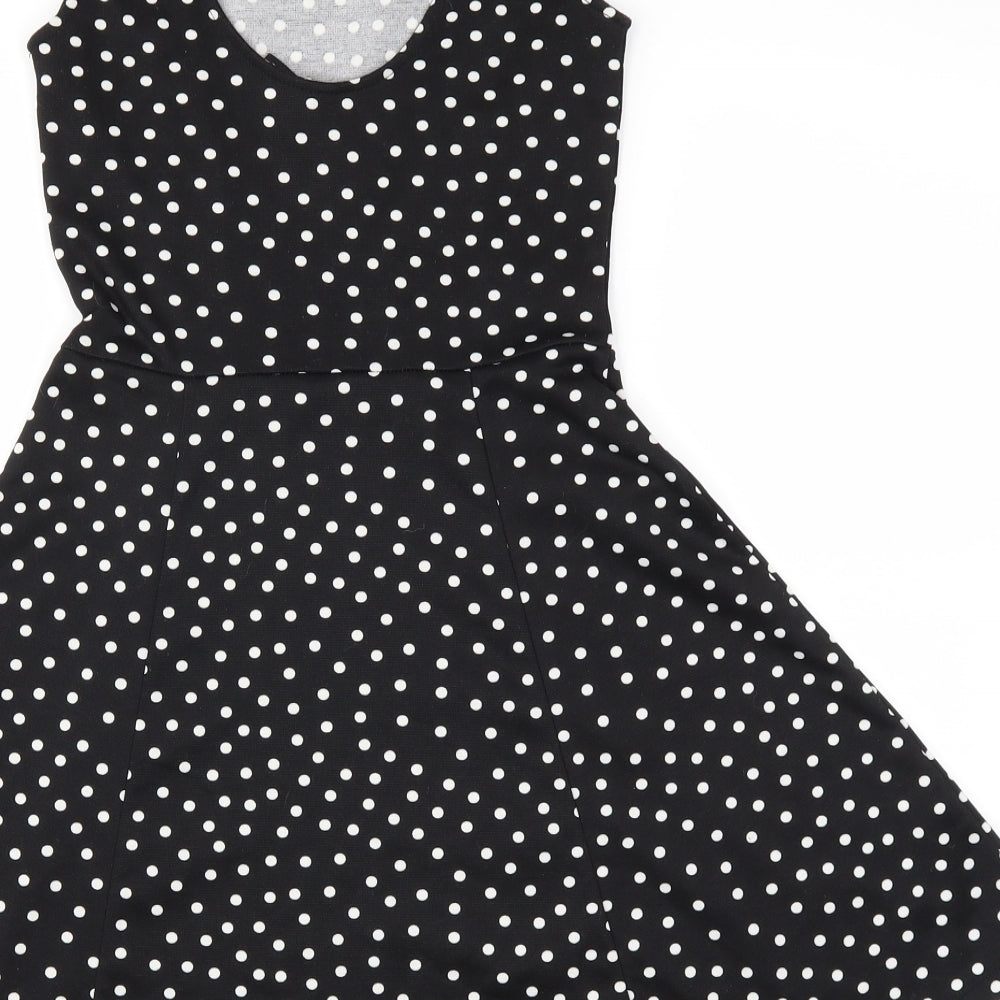H&M Womens Black Polka Dot  Fit & Flare  Size 4
