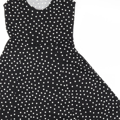 H&M Womens Black Polka Dot  Fit & Flare  Size 4
