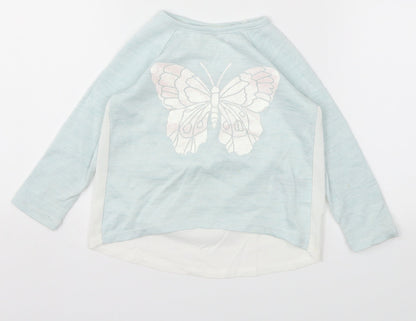 H&M Girls Blue Animal Print  Basic T-Shirt Size 2 Years