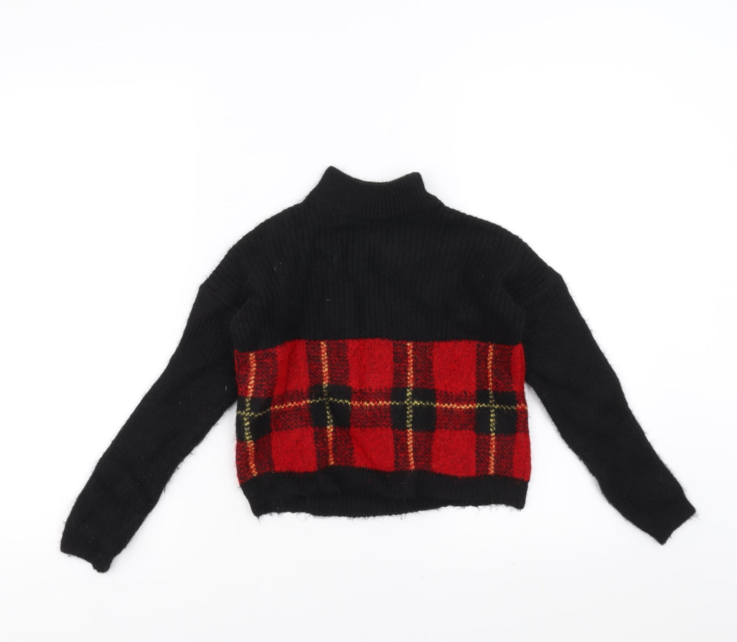 Select Girls Black   Pullover Jumper Size 9 Years  - tartan detail
