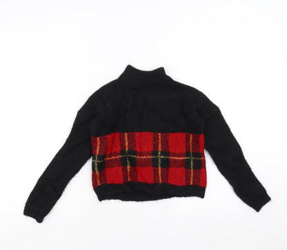 Select Girls Black   Pullover Jumper Size 9 Years  - tartan detail