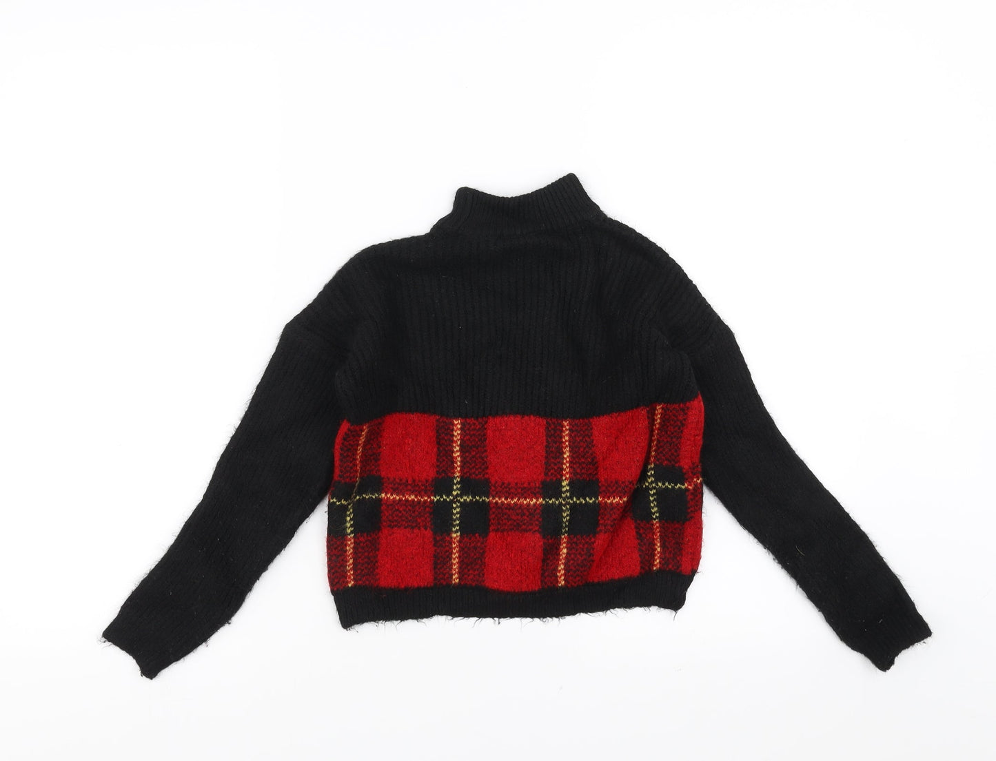 Select Girls Black   Pullover Jumper Size 9 Years  - tartan detail