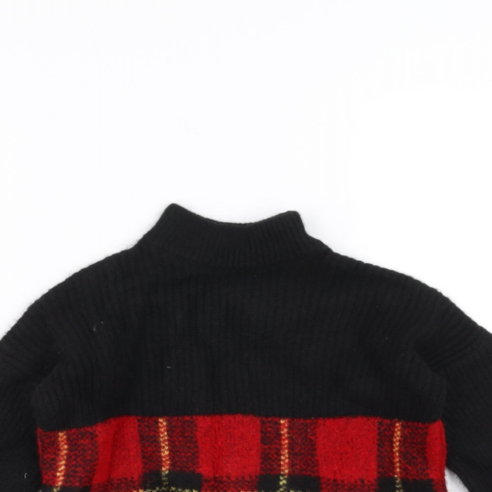 Select Girls Black   Pullover Jumper Size 9 Years  - tartan detail