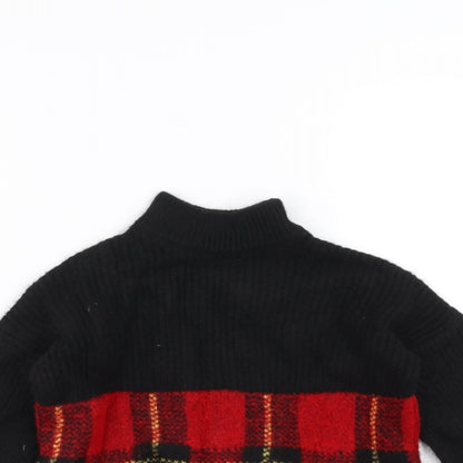 Select Girls Black   Pullover Jumper Size 9 Years  - tartan detail