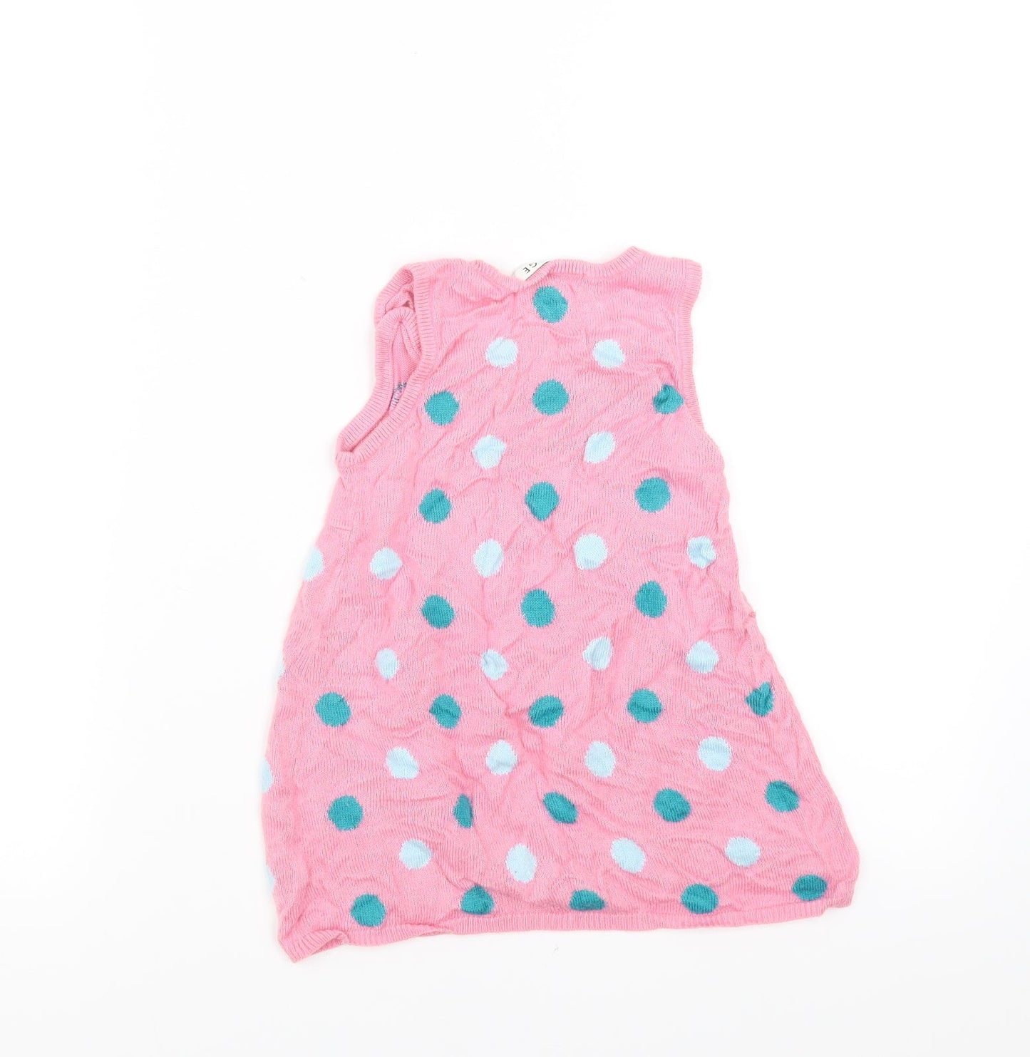 George Girls Pink Polka Dot Knit Jumper Dress  Size 18-24 Months