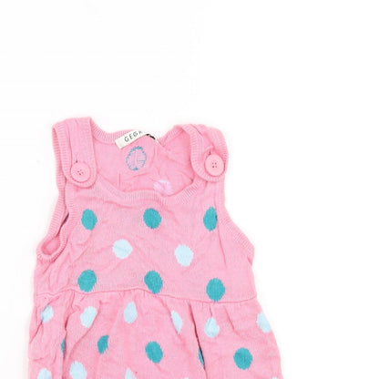 George Girls Pink Polka Dot Knit Jumper Dress  Size 18-24 Months