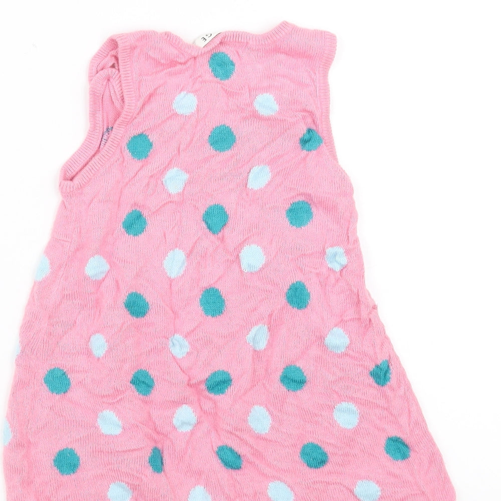 George Girls Pink Polka Dot Knit Jumper Dress  Size 18-24 Months