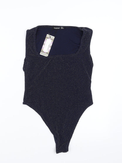 Boohoo Womens Blue   Bodysuit One-Piece Size 12  - glittery