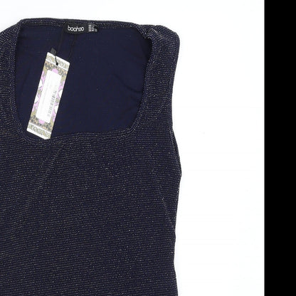 Boohoo Womens Blue   Bodysuit One-Piece Size 12  - glittery