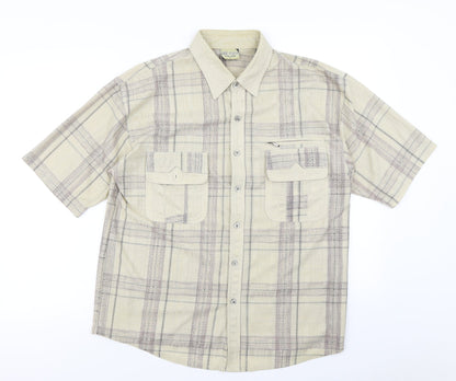 Zee Pnayer Mens Beige Plaid   Button-Up Size L