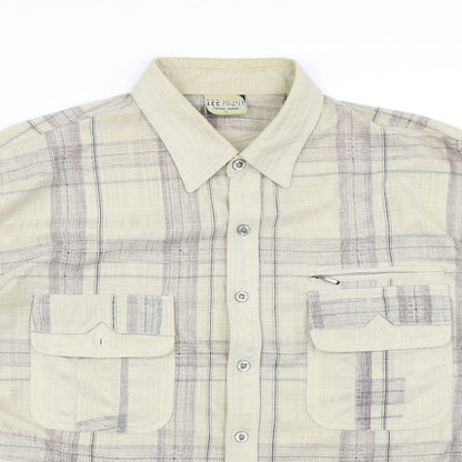 Zee Pnayer Mens Beige Plaid   Button-Up Size L