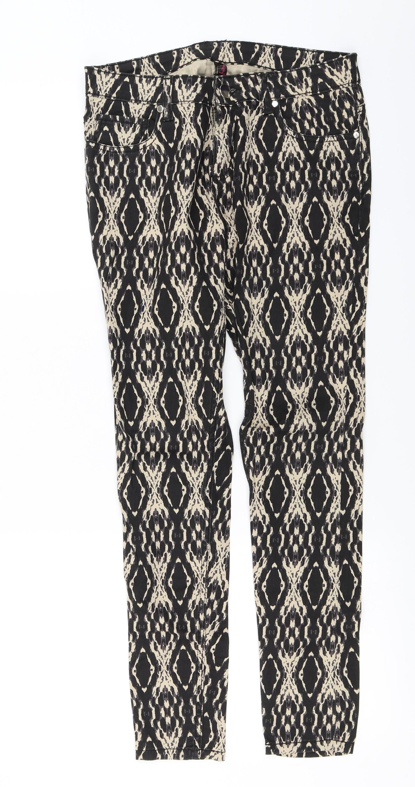 Hey Womens Brown Argyle/Diamond Denim Skinny Jeans Size 28 in L27 in