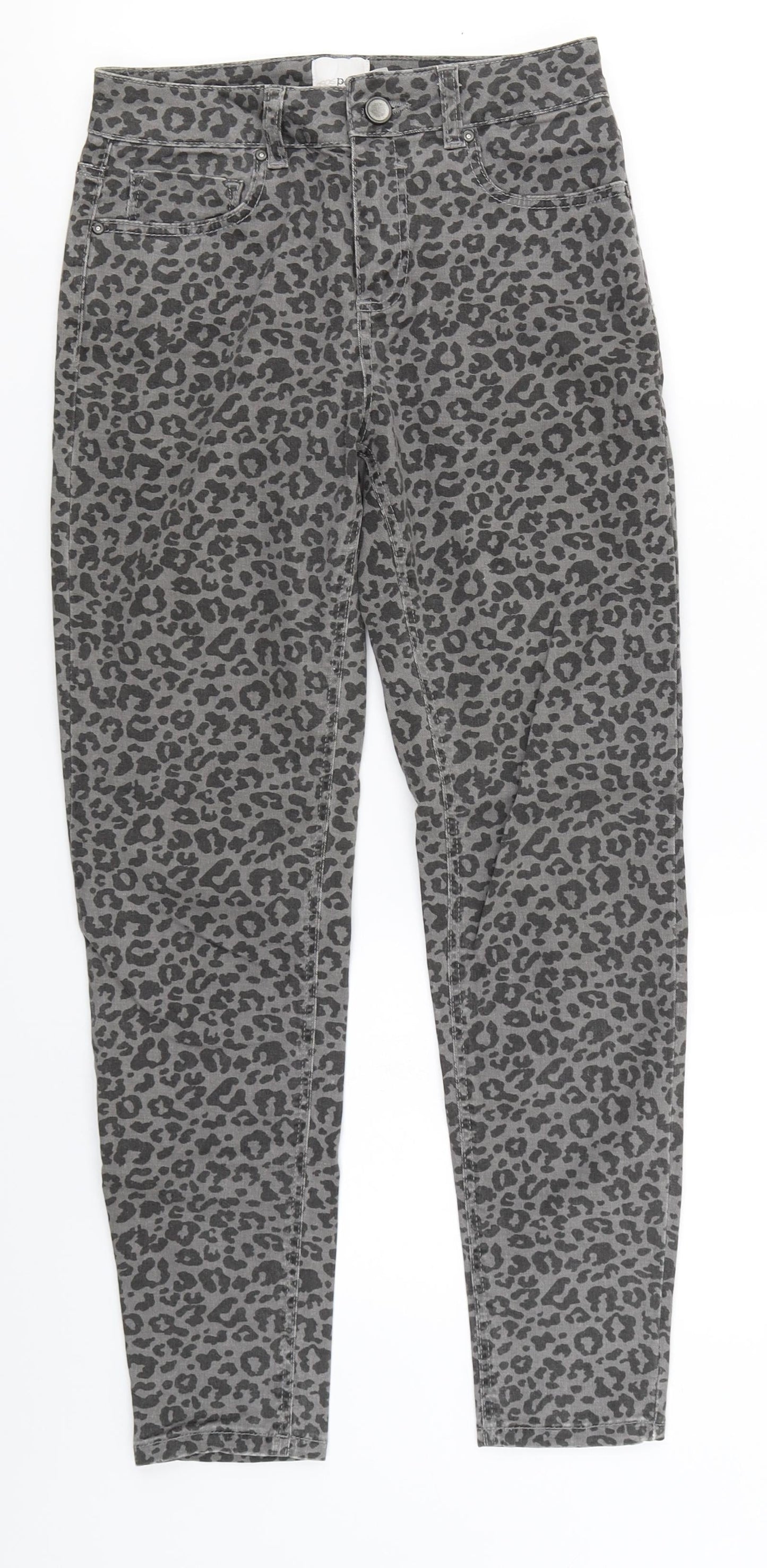 ASOS Womens Grey Animal Print Denim Skinny Jeans Size 8 L24 in