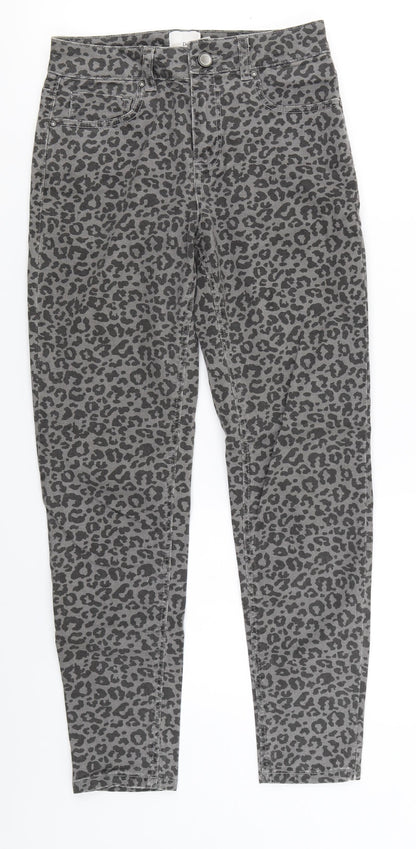 ASOS Womens Grey Animal Print Denim Skinny Jeans Size 8 L24 in