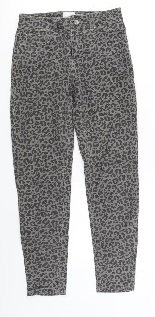 ASOS Womens Grey Animal Print Denim Skinny Jeans Size 8 L24 in