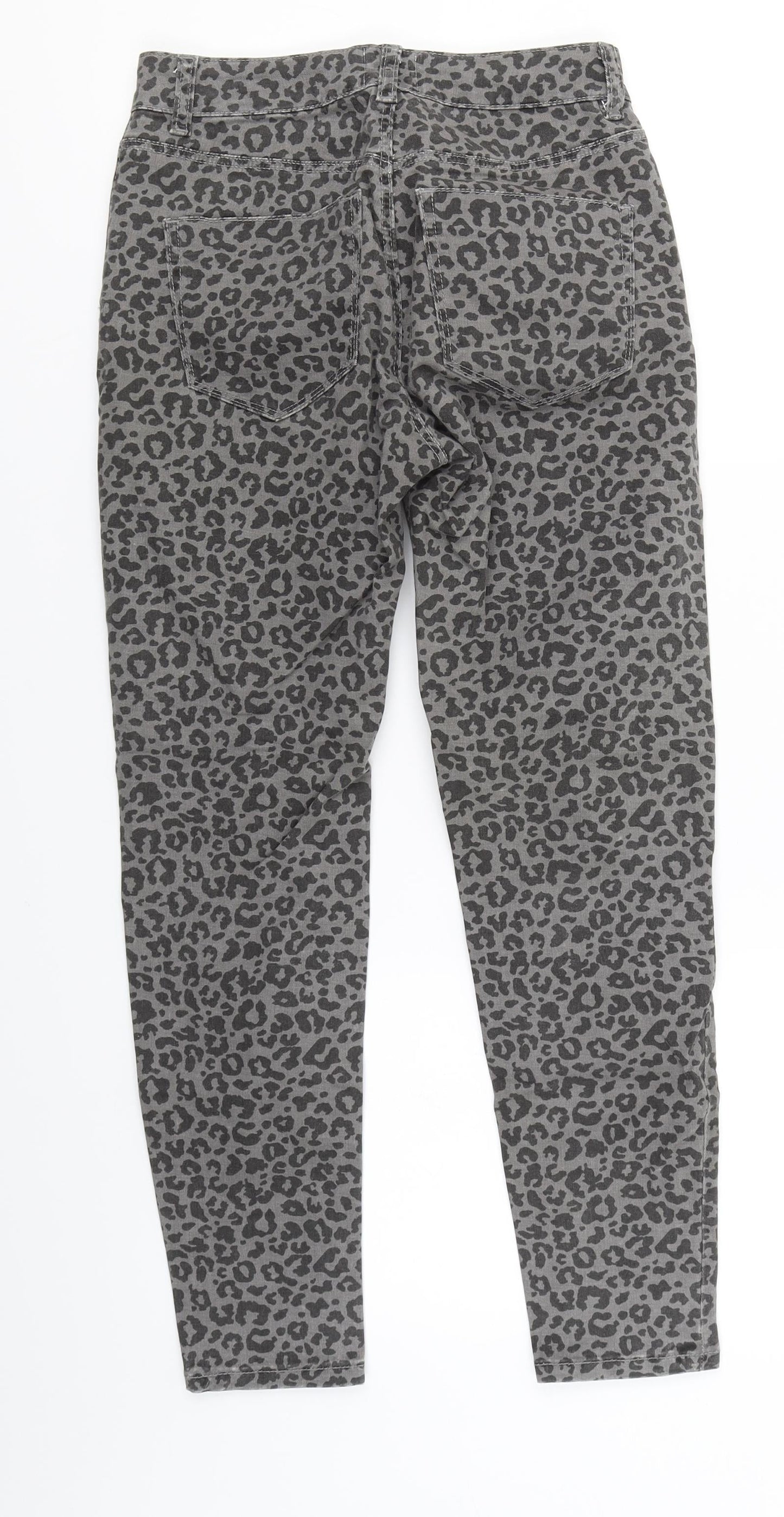 ASOS Womens Grey Animal Print Denim Skinny Jeans Size 8 L24 in
