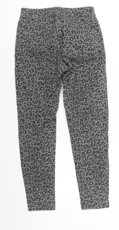 ASOS Womens Grey Animal Print Denim Skinny Jeans Size 8 L24 in