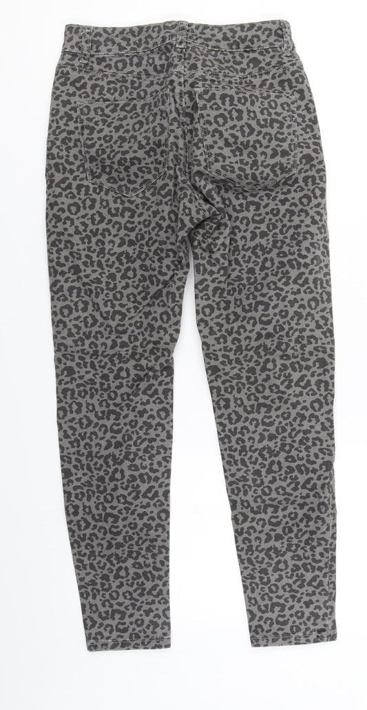 ASOS Womens Grey Animal Print Denim Skinny Jeans Size 8 L24 in