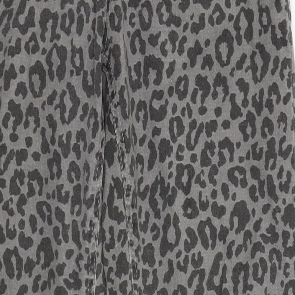 ASOS Womens Grey Animal Print Denim Skinny Jeans Size 8 L24 in