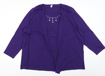 Womens UK Size 2 Preworn Purple Basic T-Shirt
