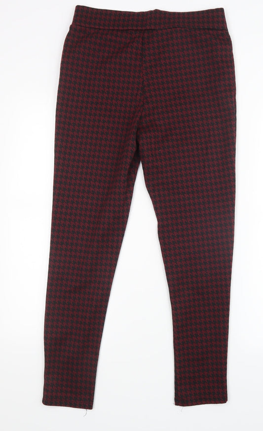 Select Womens Red Houndstooth  Trousers  Size 12 L26 in