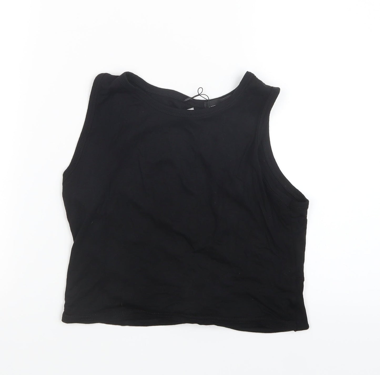 Womens UK Size 6 PRETTYLITTLETHING Black Cropped T-Shirt