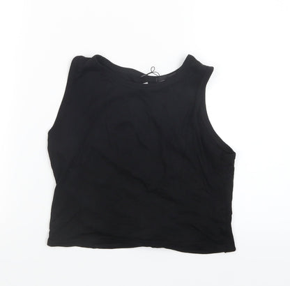 Womens UK Size 6 PRETTYLITTLETHING Black Cropped T-Shirt