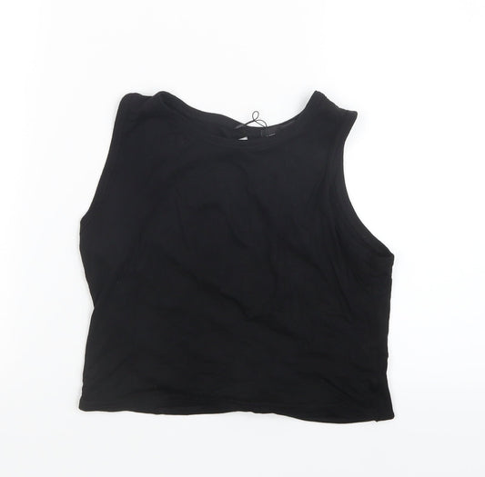 Womens UK Size 6 PRETTYLITTLETHING Black Cropped T-Shirt