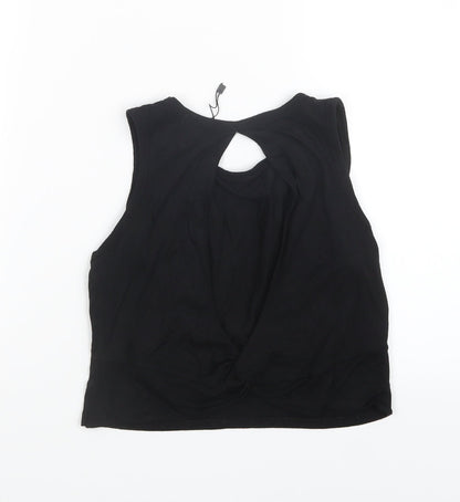Womens UK Size 6 PRETTYLITTLETHING Black Cropped T-Shirt