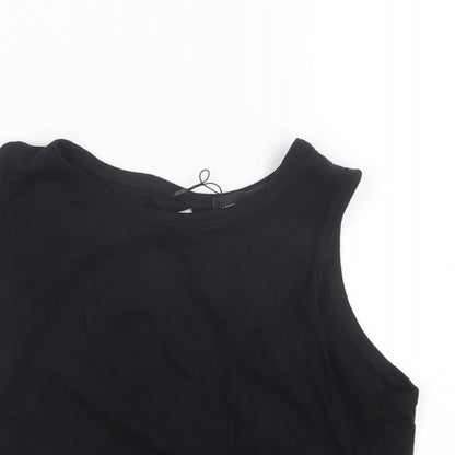 Womens UK Size 6 PRETTYLITTLETHING Black Cropped T-Shirt