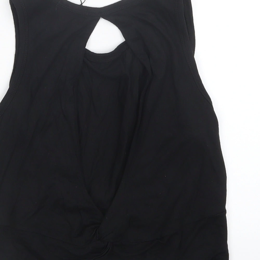 Womens UK Size 6 PRETTYLITTLETHING Black Cropped T-Shirt