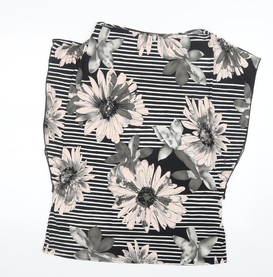 Quiz Womens Black Geometric  Basic Blouse Size 14